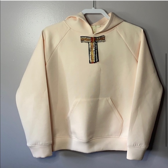 Maje pink sweatshirt with removable bow tie - Picture 2 of 3